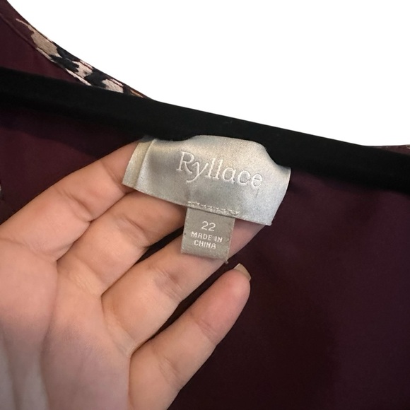 Ryllace Plum Dark Purple Floral Modest Tiered Boho Midi Dress Plus Size 22 - Picture 5 of 10